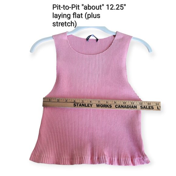 Zara sleeveless thick ribbed bubblegum pink stretchy tank top size L (fits S/M) - Picture 7 of 9